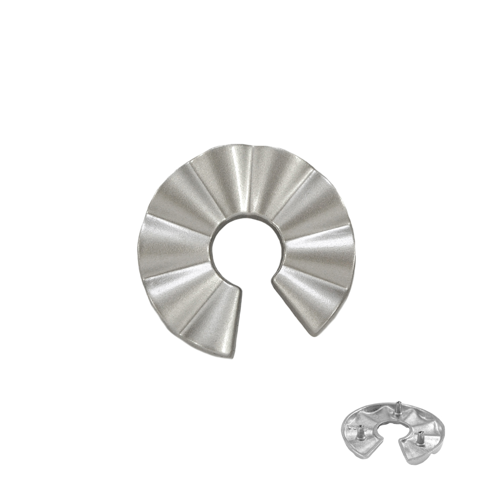 Кнопка металл рифленая в форме С, 35мм, матовый никель, шт.. Кнопка металл