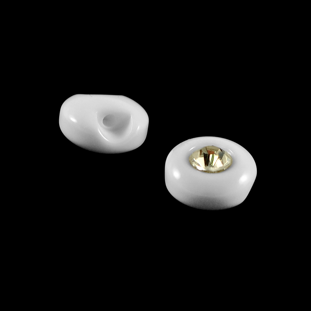 Пуговица ZM-08 Кнопка 10,5мм белая, белый камень 4,3мм. Пуговица Декор