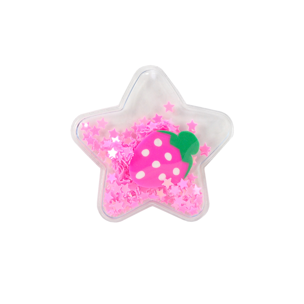 Аппликация пришивная силиконовая Аквариум Звезда с клубникой и звездами, 5*5см, розовый, белый, зеленый, шт. Аппликации Пришивные Резина, Силикон